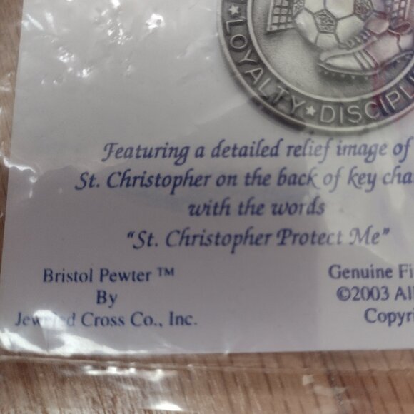 New with Tags Solid Pewter St. Christopher Soccer Medal NWT Geniune Fine Pewter - Picture 4 of 9